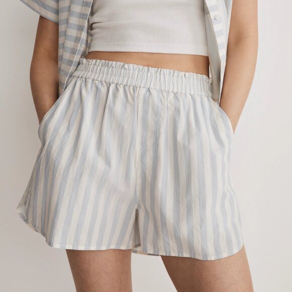 NWT Madewell Striped Elastic Waist Pull-On Shorts Sz LG